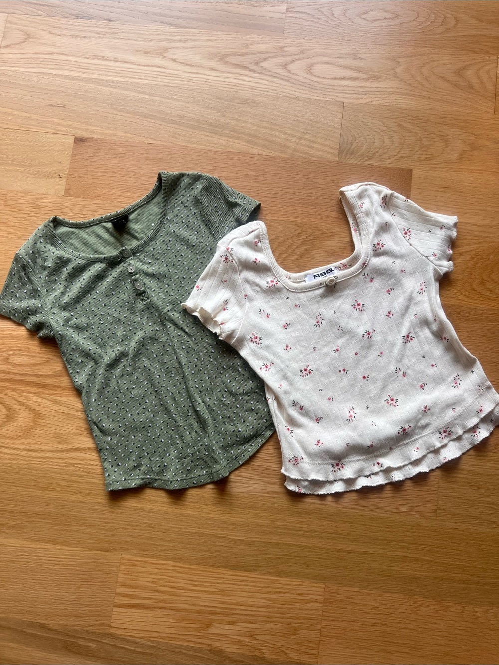 art class Olive Green Dot & Cream Floral Short Sleeve Twin Set